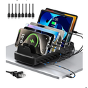 510W Fast Charging Station for Multiple Devices, 10 Port USB C Charger Station with Flame-Retardant Material & 8 Cables for iPhone, Android, iPad, Tablets, Family Office Desk Charging Dock Organizer