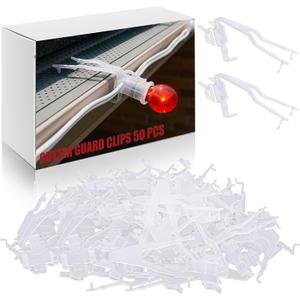 Colingmill Christmas Gutter Clips for Hanging Outdoor Lights Weatherproof Christmas Light Clips for Gutter Guards Mesh Filter Shingles Eaves Ornament Hooks for Xmas Halloween Decor(White,50 Pcs)
