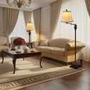 PARTPHONER Vintage Floor Lamps for Living Room,Traditional 350 Adjustable Swing Arm Farmhouse Floor Lamp for Bedroom, Rustic Standing Lamp Pole Lamps for Reading, Home Dcor and Office, Brown