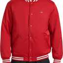 Champion Men's Logo Striped-trim Varsity Jacket (Large, Chili Pepper)