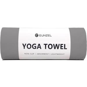 Eunzel Hot Yoga Towel Non Slip Yoga Mat Towel Non-Slip Sweat Absorbent Microfiber Towel for Hot Yoga, Pilates and Workout 72" x 26.5", Dark Grey