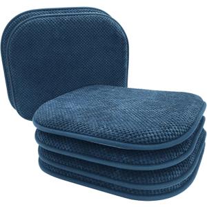 Blue Foam Seat Cushions Kitchen Chairs Pads for Dining Chairs 6 Pack Non Slip Patio Seat Cushions Washable U Shaped Soft Thick Large Metal Wooden Chair Cushions,17" x 15"