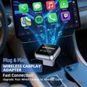 2026 Upgraded Wireless CarPlay Adapter for Apple iPhone, Plug and Play, Fast Auto-Connect, Realtek 8730E Chip Stable & No Latency, Wired to Wireless Adapter with USB-A/Type-C Port Gray-CT (CT106)