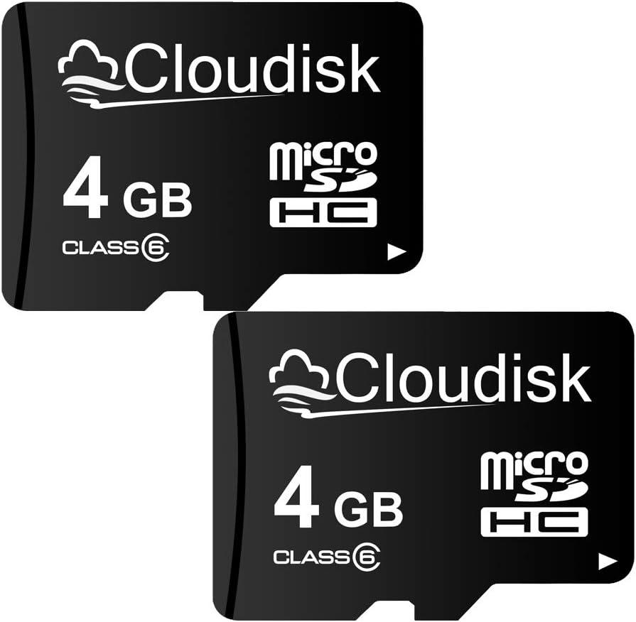 Pack of 2 Micro SD Card 4GB Flash Memory Card C6 Micro SDHC with SD Adapter (4 GB)