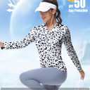 Women's Golf Polo Shirts Long Sleeve Workout Tops V Neck UPF 50+ Sun Protection Quick Dry Lightweight Active Shirts (White, XL)