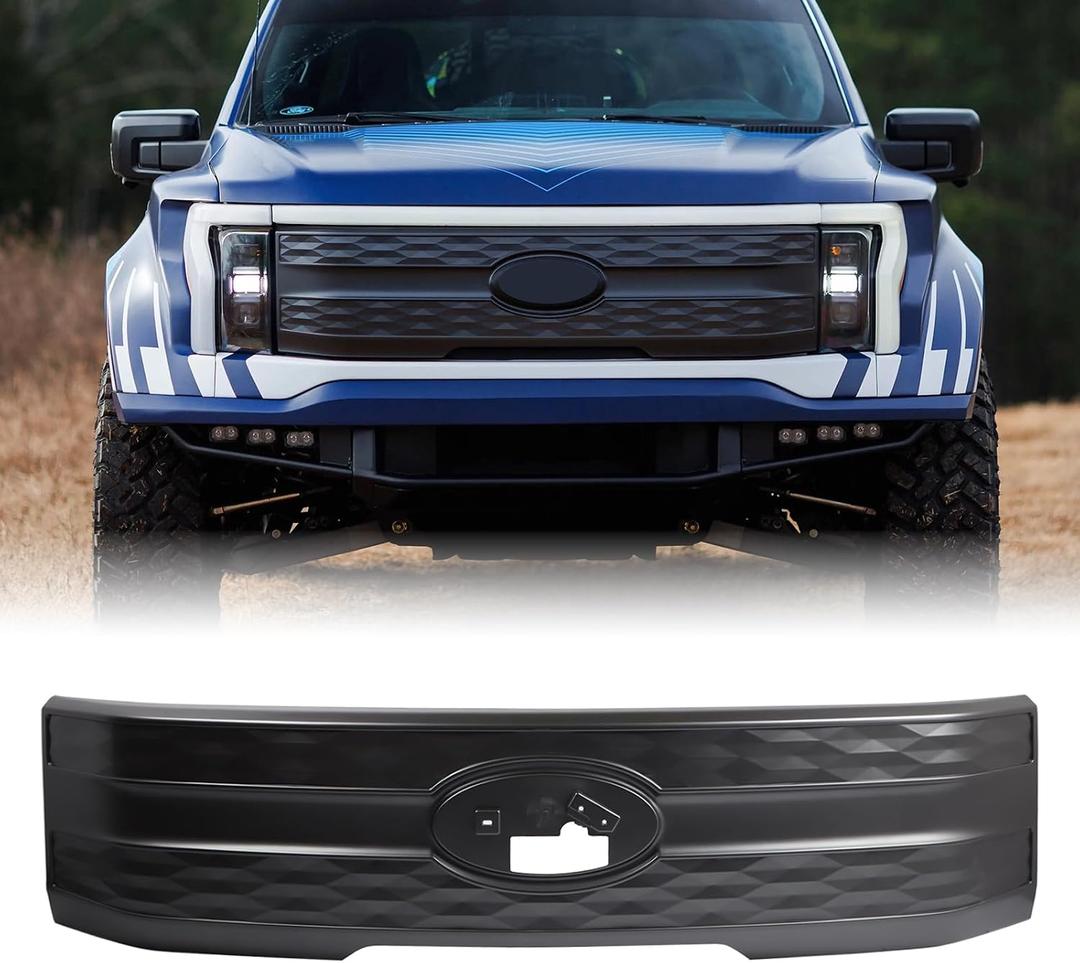 NL3Z8200EA Original Factory Color Grill Compatible With 2022-2025 FORD F150 F-150 Lightning Bumper Grille Matte Black Replacement NL3Z8200EA
