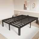 Full Size Bed Frame 16 Inch, Metal Full Bed Frame No Box Spring Needed, Heavy Duty Steel Support 3500 LBS, Headboard Holes, Anti-Slip Mattress Stoppers, Rounded Legs, Storage Space, Easy Assembly