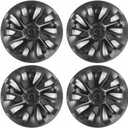IKON MOTORSPORTS, Wheel Hubcaps Compatible with 2017-2023 Tesla Model 3, Matte Black Cyclone Style ABS Plastic 18 Inch Hub Caps Hubcap Rim Cover Skin Covers 4PCS Replacement