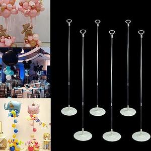 6 Set Balloon Column Kits, 43inch Tall Height Adjustable Clear Balloon Column Sticks Stands with 5 Base for Table/Floor Centerpiece Holder for Baby Shower Graduation Party Decorations
