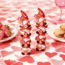 WDS WONDROUS Love Gnome Stack Figurine, Valentine's Day Decorations for Home, Red & White Resin Gnomes Decor with Flowers & Gifts, Wedding & Table Centerpiece, Gifts for Couples Her Him Party