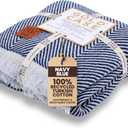 Gold Case Throw Blanket for Couch  100% Recycled Turkish Cotton Blankets & Throws  Elegant Decorative Throw Blankets for Living Room Sofa  Woven Throws for Couch  Elegant Navy Blue  50x60