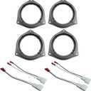 2 x Pairs 6.5" Car Door Speaker Adapter Plates for Toyota Venza Solara RAV4 Camry Celica Echo Corolla Highlander 4 Runner Tundra Sequoia Yaris Prius Avalon Stand Ring Kit 1 Pair + Wiring Harness
