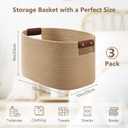 ECDYQXVU Cotton Rope Basket, Storage Baskets with Handle, 15x10x9 Inch Woven Basket for Shelves, Laundry, Towels, Clothes, Books (Jute/Brown 3Pack)