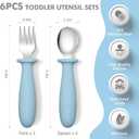 4 x DRKIO 6 Pieces Toddler Utensils Set - Kids Silverware Set with Silicone Handle Children Safe 18/8 Stainless Steel Forks and Spoons Anti-Choke Design Food Grade Dishwasher Safe (Blue/Pink/Green)