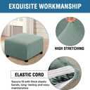 H.VERSAILTEX Square Ottoman Covers Ottoman Slipcovers Folding Storage Stool Furniture Protector Form Fit with Elastic Bottom, Stretch High Spandex Small Checks Jacquard Fabric(Large,Sage)