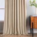 MIULEE Velvet Curtains 96 inches - Pinch Pleated Luxury Room Darkening Curtains for Bedroom Living Room Thermal Insulated Super Soft Window Drapes Back Tab, Camel Beige, W52 x L96 inch, 2 Panels