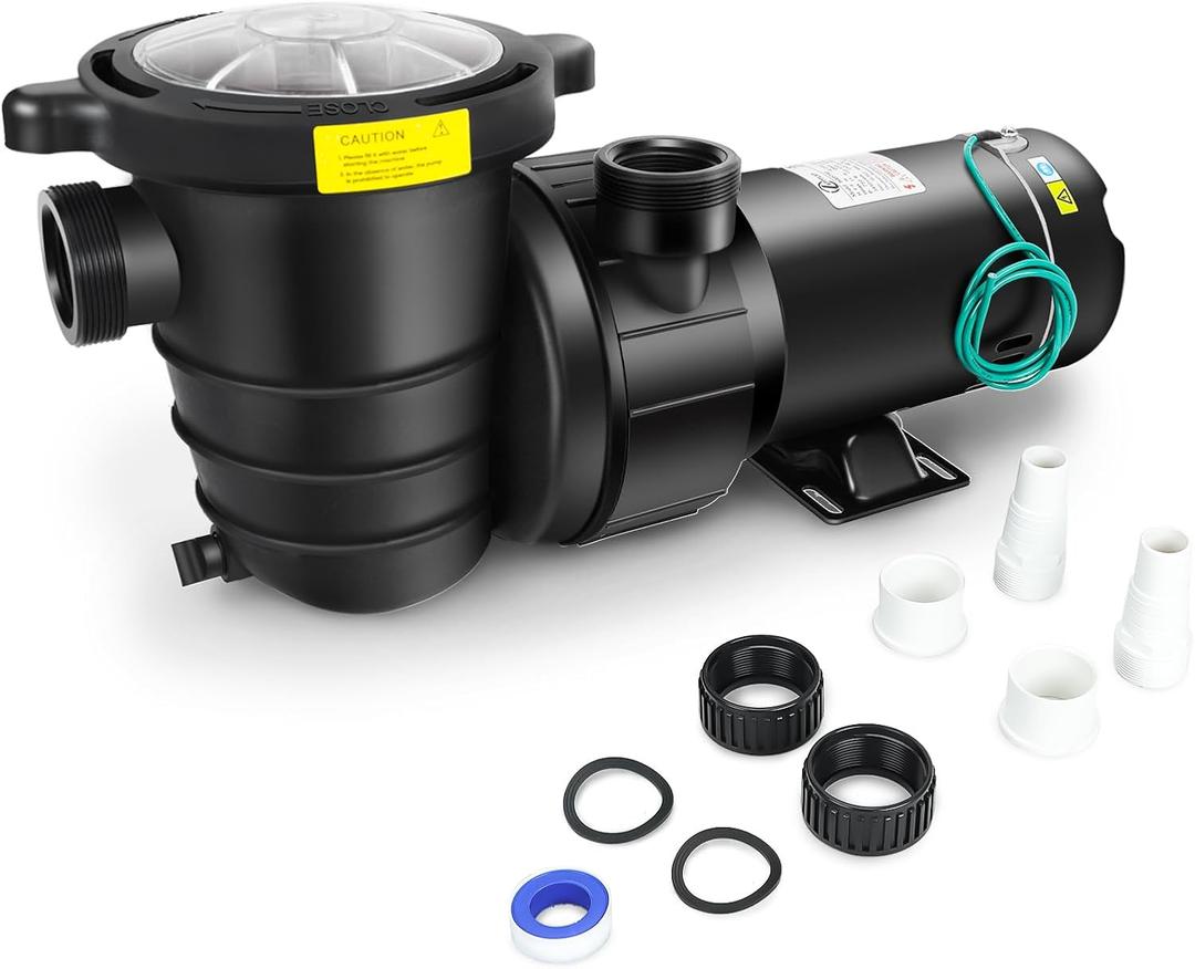 1.0 HP In/Above Ground Swimming Pool Pump, 110V 5220GPH Single Speed Pool Water Pumps lnground Above Ground with Filter Basket