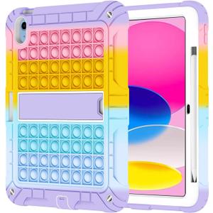 XZC Case for iPad (A16) 11th Generation 11 Inch 2025/ iPad 10th Generation 10.9 Inch 2022, Heavy Duty Shockproof Rugged Protective Case for iPad 10.9 Inch 2022 Release (Rainbow 2)