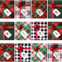 Gersoniel 12 Pieces Christmas Gift Card Box Buffalo Plaid Present Card Holder with Red Bow Present Boxes Mini Favor Boxes for Christmas Holiday Baby Shower Birthday Party Supplies
