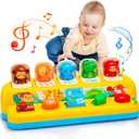 Interactive Pop up Animal Toys with Music & Light, Montessori Cause and Effect Toys for 1 Year Old Boy Girl Early Learning Musical Baby Toy 9-12-18 Months STEM Toddler Toy Age 1-2 Gift for Infant