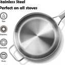 VocVoi Stainless Steel Pan with Lid, 6 QT Stainless Steel Saute Pan, 12 Inch Frying Pan, PFOA & PTFE Free, Tri-Ply Skillet, Stainless Steel Pot, Dishwasher & Oven Safe, Works on All Cooktops