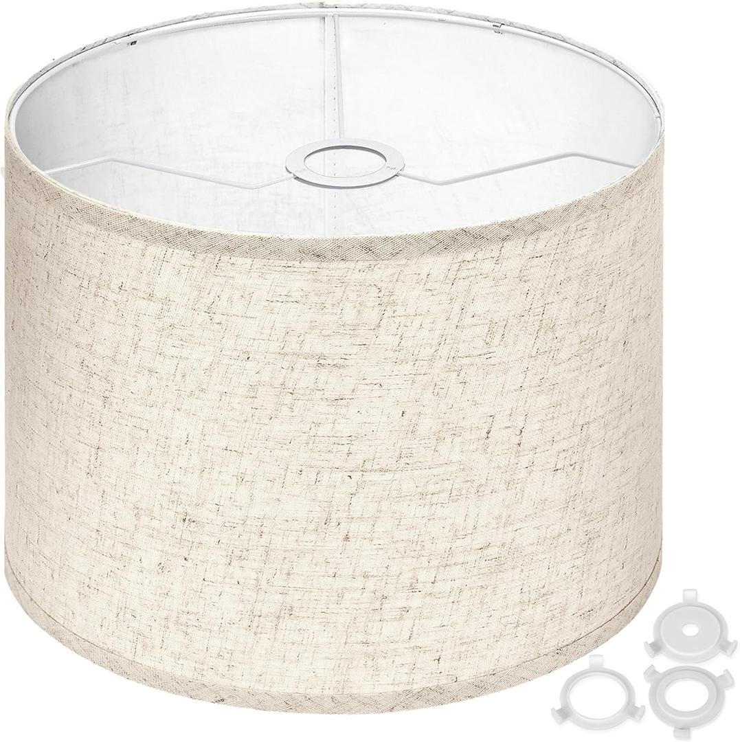 Lamp Shades 8.7" Top x 8.7" Bottom x 7.9" Height Set of 1  Small Beige Lampshades  Fits E26, E14 & 11mm Adapters  Easy Assembly (Ships Rolled Flat) (Beige - Pack of 1, Small)