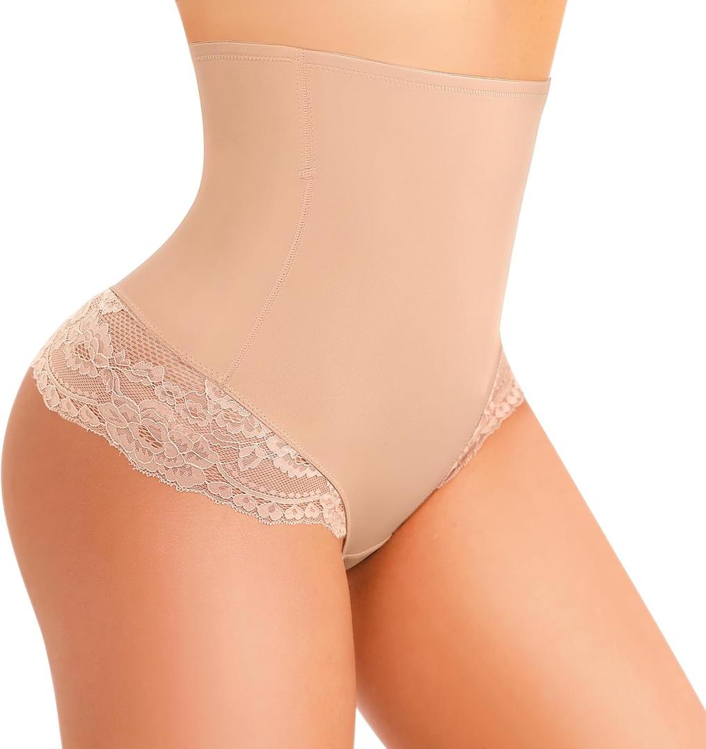 Tummy Control Thong Shapewear for Women High Waisted Seamless Shaping Thong Underwear Body Shaper Girdle Panties (X-Large, Beige)