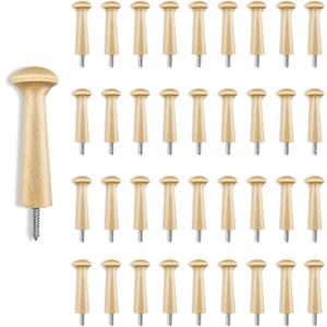 Sfcddtlg 36PCS Wooden Shaker Peg Wood Screw-2.95 Inch on Shaker Pegs Unfinished Wood Shaker Racks for Hanging Clothes Hats Towel Paint DIY (36PCS)