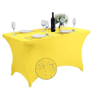 Waterproof Spandex Table Cover for 4FT Table Universal Fitted Stretch Tablecloth for Party, Banquet, Wedding and Events-Yellow
