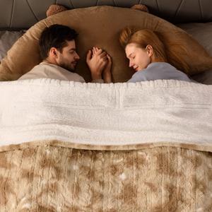 Bearhug Electric Blanket King Size with Dual Controls, 10 Heat Levels & 1-12H Auto Shut-Off, Fast Heating Soft Faux Fur to Sherpa Heated Blanket for Couples, Machine Washable, Champange