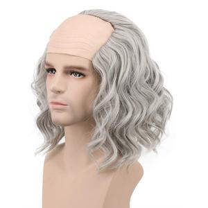 karlery California Colonial Man Short Bob Curly Scientist Bald Wig Halloween Cosplay Anime Costume Party Wig