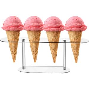 1 Pack Large Holes Acrylic Ice Cream Cone Holder, Charcuterie Food Cone Holder, Waffle Cone Holder Stand, 4 Holes