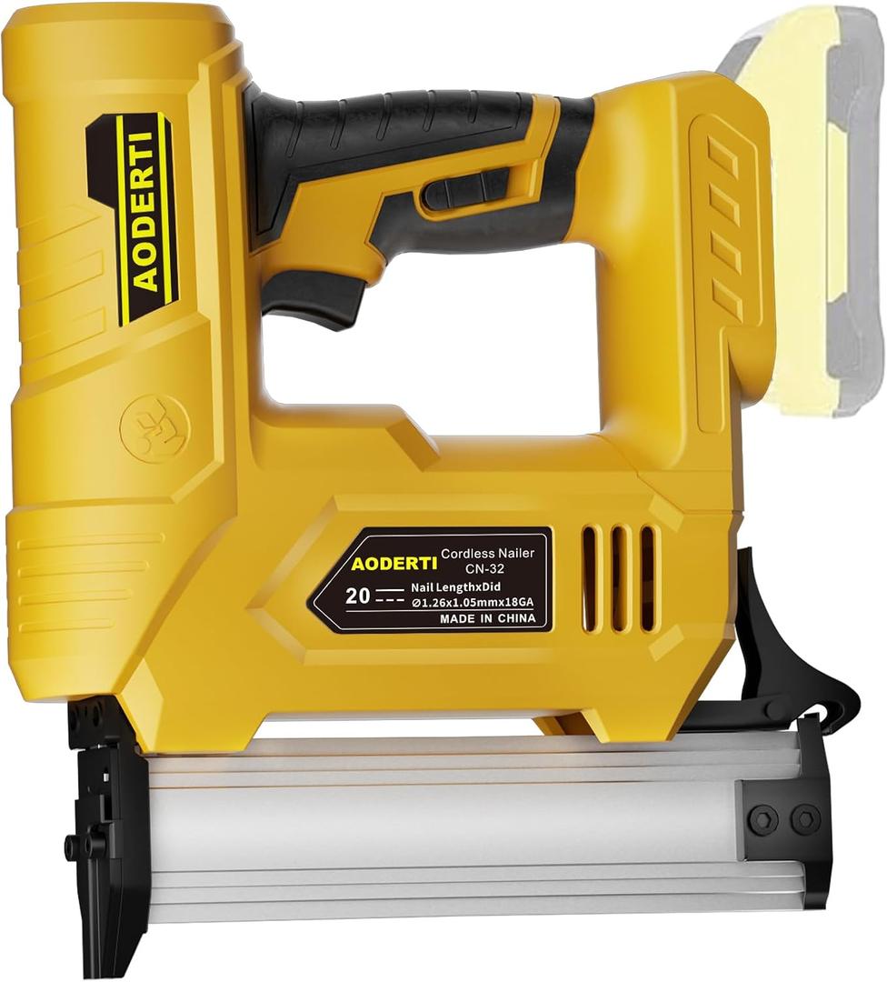 Cordless Nail Gun for DEWALT 20V MAX Battery, 18GA 5/8 to 1-1/4 Inch, 2 in 1 Brad Nailers, Brushless Motor, 2 Mode, Lightweight and Ergonomic for Home Improvement, DIY and Wood Workpieces (Tool Only)