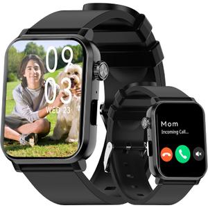 EZON Smart Watch for Kids Boys Girls,1.83" HD Kids Watch with Call Function,Games,Pedometer,Heart Rate,SpO2,Sleep & Stress Monitor, 120+ Sports Modes,Compatible with Android iOS (Black)