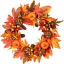 Pumpkins Thanksgiving Fall Wreaths for Front Door 18 inch Decorations for Home with Pumpkins, Pinecone Maple Leaf, Decorations for Halloween Farmhouse Outdoor Indoor Window Wall Home Decor