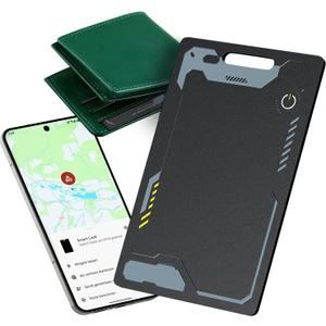 CooAoo Wallet Tracker Card Android, IP68 Waterproof Smart Card Luggage Tracker Compatible with Google Find Hub (Android Only), Rechargeable Item Locator Finder, Slim Tracking Card for Wallet, Black