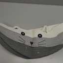 Zopeal Cat Basket Storage Woven Organizer with Ears Easter Decorative Pet Toy Cute Cotton Rope Basket for Gift Cat Dog Toy Bin Nursery Room(21.7 x 13.8 Inch,White, Light Gray and Gray)