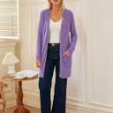 GRACE KARIN Long Cardigan Sweaters for Women, Open Front Fuzzy Winter Coat, Chunky Knit Winter Clothing with Pockets. M Size