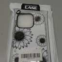 Floral phone case for iPhone 16, transparent floral pattern design, stylish protective case for women and girls, for iPhone 16 - black sunflower 2 Pack