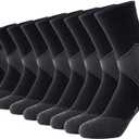 GLENMEARL Crew Socks for for Men & Women, 5 Pairs Cushioned Athletic Cotton Socks, Moisture Calf Boot Socks for Hiking (Black, M)
