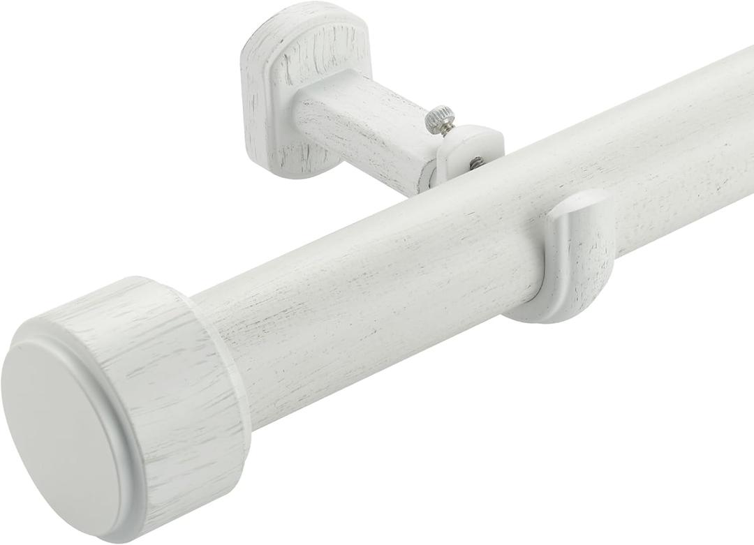 Heavy Duty Curtain Rods,1 1/4" Large Diameter Premium Nonadjustable Curtain Rod,84in/7ft Custom Window Treatment Rods with Durable Aluminum Brackets and End Caps,White Finish