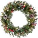 Green Christmas Wreath with Pine Cones, Berry Clusters & Abundant Branches - 21' (16' Frame) Winter Wreath Hanging Decor, 1 PackGreen Christmas Wreath with Pine Cones, Berry Clusters & Abundant Branches - 21' (16' Frame) Winter Wreath Hanging Decor, 1 Pack