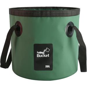 BANCHELLE Collapsible Bucket Water Container Portable Folding Camp Wash Basin for Outdoor Traveling Hiking Fishing Car Washing Gardening Camping 20L (Blackish Green)