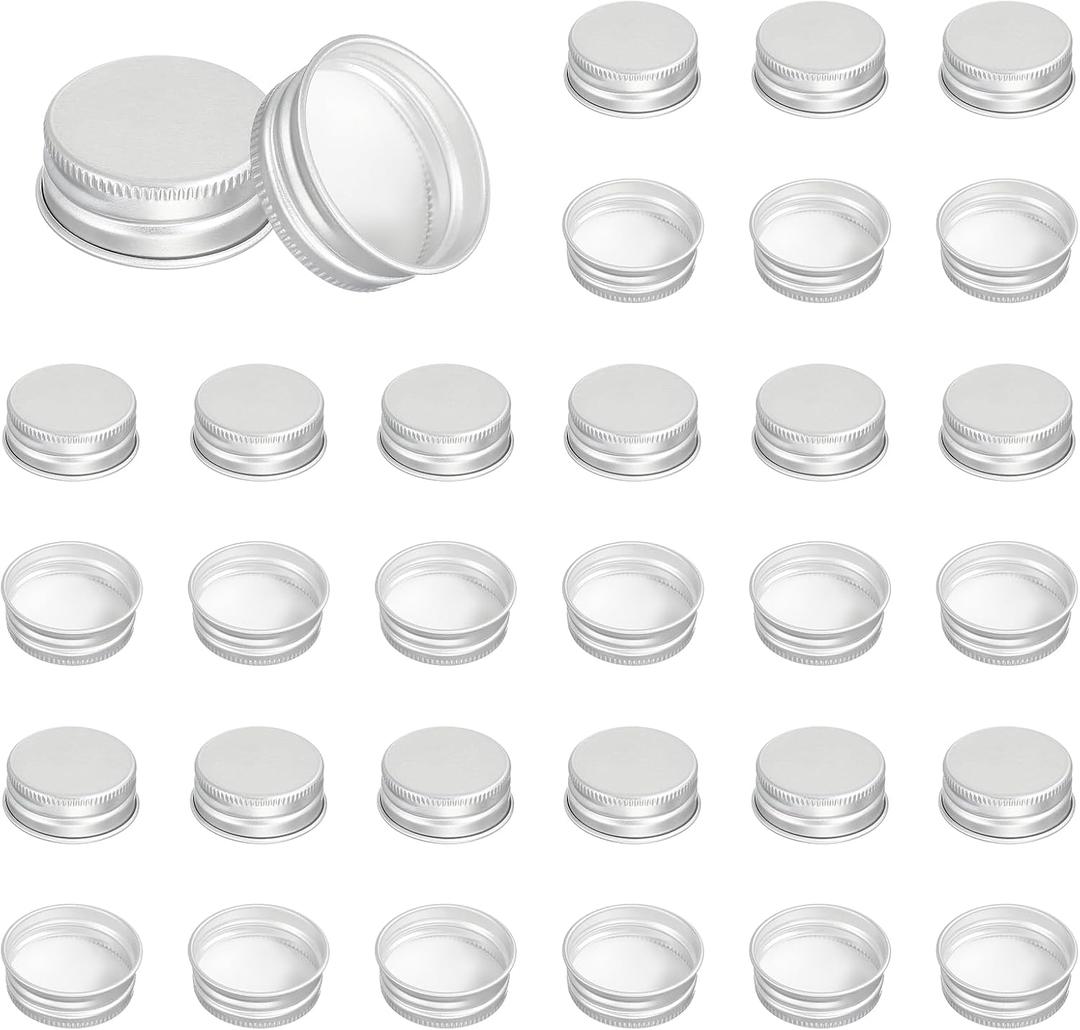 PATIKIL 32mm Metal Round Screw Lids, 36 Pcs Aluminum Mason Jar Lids Screw Top Caps for Lab Home Storage Jars Gallon Jugs Glass Snack Containers Liquid Storage, Silver Tone