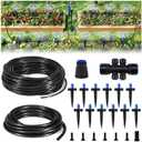 HIRALIY 50FT Quick Connect Garden Watering System with Adjustable Vortex Drippers, Saving Water Automatic Drip Irrigation Kit for Raised Bed and Plants Vegetable Garden