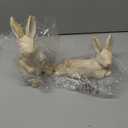 DN DECONATION Easter Decorations Bunny Figurines Set, Vintage Rabbit Statues for Easter Beige Decor & Farmhouse Home Decor, Resin Tabletop Sculptures with Stone Texture for Shelf Mantel Coffee Table