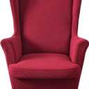 HZDHCLH Waterproof Wingback Chair Slipcovers 2 Piece,Stretch Spandex Wing Chair Covers for Living Room,Washalbe Armchair Sofa Slipovers (Burgundy)