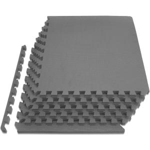 ProsourceFit Weaved Pattern Extra Thick Exercise Puzzle Mat -inch, EVA Foam Interlocking Tiles for Protective, Cushioned Flooring for Home and Gym Equipment; Grey, 24 SQ FT, 6 Tiles