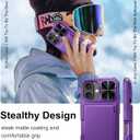 BXYJY for iPhone 16 Wallet Case with Camera Cover, Built-in Card Holder (4-5 Cards), RFID Blocking, Military Grade Protection, Heavy Duty Women Men Protective Phone Case for iPhone 16, Dark Purple