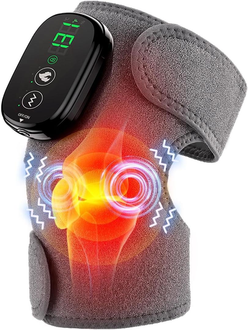 Foot Massager with Heat, Knee Shoulder Elbow 3 in 1 Feet Massager, Heated Knee Massager, Shoulder Massager with Heat Vibration, 210 mins Battery, Cordless Portable, Touchscreen Control (Grey)
